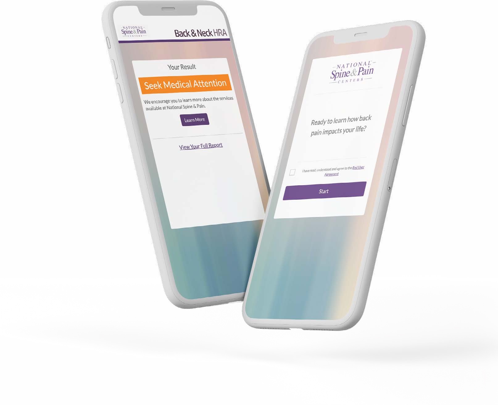 National Spine and Pain mobile HRA experience